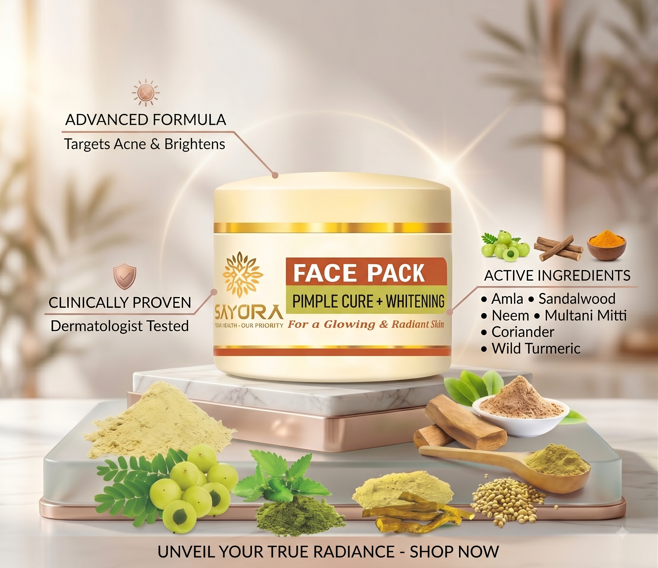 Sayora Pimple Cure & Whitening Face Pack
